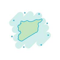 icono de mapa de siria de dibujos animados vectoriales en estilo cómico. Pictograma de ilustración de signo de Siria. concepto de efecto de salpicadura de negocio de mapa de cartografía. vector
