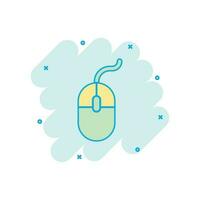 Vector cartoon computer mouse icon in comic style. Computer cursor sign illustration pictogram. Mouse business splash effect concept.