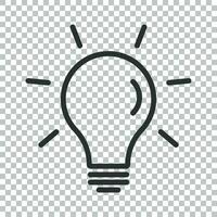 Light bulb icon in flat style. Lightbulb vector illustration on isolated background. Lamp idea business concept.