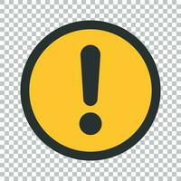 Exclamation mark icon in flat style. Danger alarm vector illustration on isolated background. Caution risk business concept.
