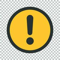 Exclamation mark icon in flat style. Danger alarm vector illustration on isolated background. Caution risk business concept.