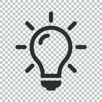 Light bulb icon in flat style. Lightbulb vector illustration on isolated background. Lamp idea business concept.