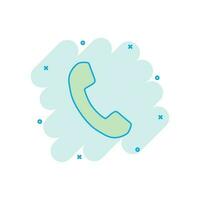 Cartoon colored phone icon in comic style. Mobile illustration pictogram. Phone sign splash business concept. vector