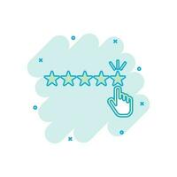 Cartoon colored customer reviews icon in comic style. Rating feedback illustration pictogram. Review sign splash business concept. vector
