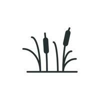 Reeds grass icon in flat style. Bulrush swamp vector illustration on white isolated background. Reed leaf business concept.