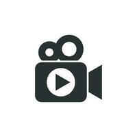 Video camera icon in flat style. Movie play vector illustration on white isolated background. Video streaming business concept.