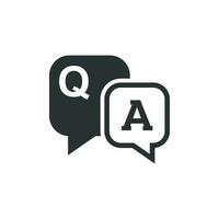 Question and answer icon in flat style. Discussion speech bubble vector illustration on white isolated background. Question, answer business concept.