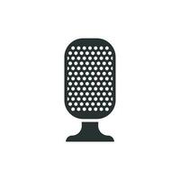 Microphone icon in flat style. Mic broadcast vector illustration on white isolated background. Microphone mike speech business concept.