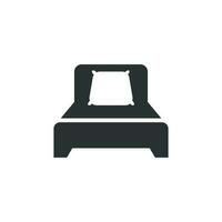 Bed icon in flat style. Sleep bedroom vector illustration on white isolated background. Relax sofa business concept.