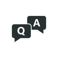 Question and answer icon in flat style. Discussion speech bubble vector illustration on white isolated background. Question, answer business concept.