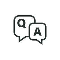 Question and answer icon in flat style. Discussion speech bubble vector illustration on white isolated background. Question, answer business concept.