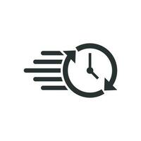 Clock countdown icon in flat style. Time chronometer vector illustration on white isolated background. Clock business concept.