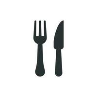 Fork and knife restaurant icon in flat style. Dinner equipment vector illustration on white isolated background. Restaurant business concept.