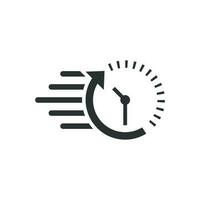 Clock countdown icon in flat style. Time chronometer vector illustration on white isolated background. Clock business concept.