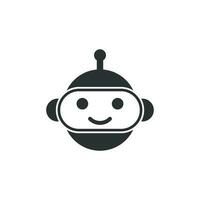 Cute robot chatbot icon in flat style. Bot operator vector illustration on white isolated background. Smart chatbot character business concept.