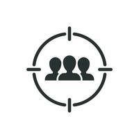 Target audience icon in flat style. Focus on people vector illustration on white isolated background. Human resources business concept.