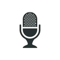 Microphone icon in flat style. Mic broadcast vector illustration on white isolated background. Microphone mike speech business concept.