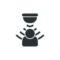 Motion sensor icon in flat style. Sensor waves with man vector illustration on white isolated background. People security connection business concept.