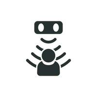 Motion sensor icon in flat style. Sensor waves with man vector illustration on white isolated background. People security connection business concept.