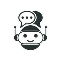 Cute robot chatbot icon in flat style. Bot operator vector illustration on white isolated background. Smart chatbot character business concept.