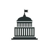 Bank building icon in flat style. Government architecture vector illustration on white isolated background. Museum exterior business concept.