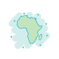 dibujos animados de colores África mapa icono en cómic estilo. África firmar ilustración pictograma. país geografía chapoteo negocio concepto. vector