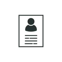 Resume icon in flat style. Contract document vector illustration on white isolated background. Resume business concept.