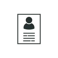 Resume icon in flat style. Contract document vector illustration on white isolated background. Resume business concept.