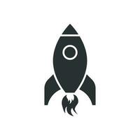 Cartoon rocket space ship icon in flat style. Spaceship vector illustration on white isolated background. Rocket start business concept.