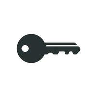 Key icon in flat style. Access login vector illustration on white isolated background. Password key business concept.