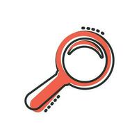 Vector cartoon magnifying glass icon in comic style. Search magnifier illustration pictogram. Find search business splash effect concept.