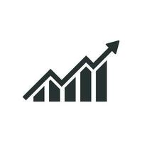 Growing bar graph icon in flat style. Increase arrow vector illustration on white isolated background. Infographic progress business concept.