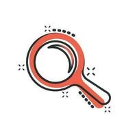 Vector cartoon magnifying glass icon in comic style. Search magnifier illustration pictogram. Find search business splash effect concept.
