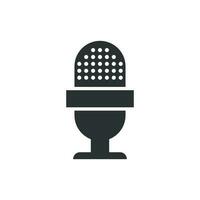Microphone icon in flat style. Mic broadcast vector illustration on white isolated background. Microphone mike speech business concept.