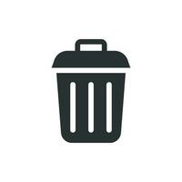 Trash bin garbage icon in flat style. Trash bucket vector illustration on white isolated background. Garbage basket business concept.