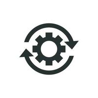 Workflow process icon in flat style. Gear cog wheel with arrows vector illustration on white isolated background. Workflow business concept.