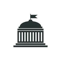 Bank building icon in flat style. Government architecture vector illustration on white isolated background. Museum exterior business concept.