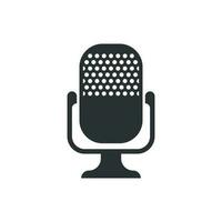 Microphone icon in flat style. Mic broadcast vector illustration on white isolated background. Microphone mike speech business concept.