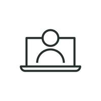 Online training process icon in flat style. Webinar seminar vector illustration on white isolated background. E-learning business concept.