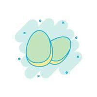 Cartoon colored egg icon in comic style. Eggshell illustration pictogram. Egg sign splash business concept. vector