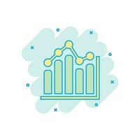 Cartoon colored business graph icon in comic style. Chart illustration pictogram. Diagram sign splash business concept. vector