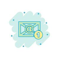 dibujos animados de colores correo electrónico sobre mensaje icono en cómic estilo. correo ilustración pictograma. sobre firmar chapoteo negocio concepto. vector