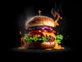 el mejor caliente picante hamburguesa fotografía imágenes será satisfacer tu antojos, generativo ai foto