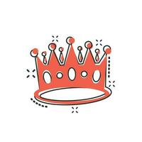 icono de diadema de corona de dibujos animados vectoriales en estilo cómico. pictograma de ilustración de corona de realeza. rey, concepto de efecto de salpicadura de negocios de realeza princesa. vector