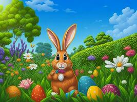 Vibrant Easter Design Celebrate the Season with Joyful and Eye-Catching Creations, Generative AI photo