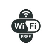 Wifi free internet sign icon in flat style. Wi-fi wireless technology vector illustration on white isolated background. Network wifi free business concept.