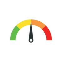 Meter dashboard icon in flat style. Credit score indicator level vector illustration on white isolated background. Gauges with measure scale business concept.