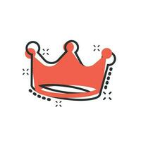 icono de diadema de corona de dibujos animados vectoriales en estilo cómico. pictograma de ilustración de corona de realeza. rey, concepto de efecto de salpicadura de negocios de realeza princesa. vector