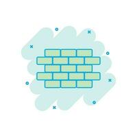 Vector cartoon wall brick icon in comic style. Wall sign illustration pictogram. Stone business splash effect concept.