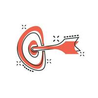 Vector cartoon target aim icon in comic style. Darts game sign illustration pictogram. Success business splash effect concept.